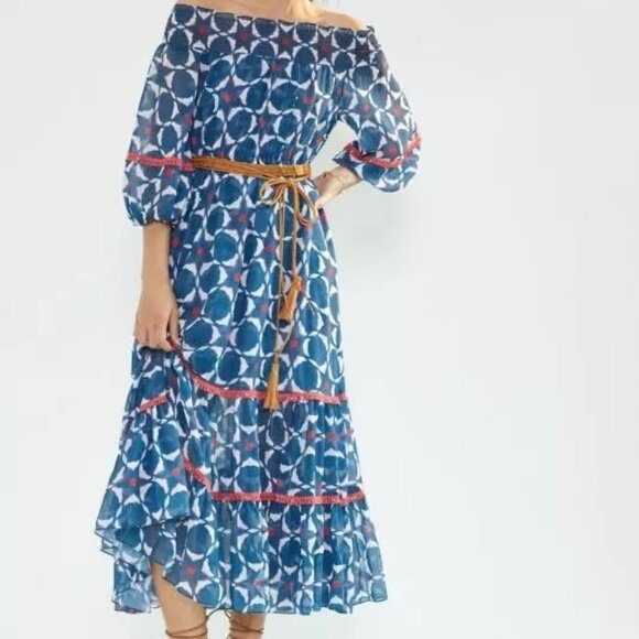 ANTHROPOLOGIE Sachin + Babi Mosaic Off-The-Shoulder Maxi Dress, Size 6 - Picture 1 of 5